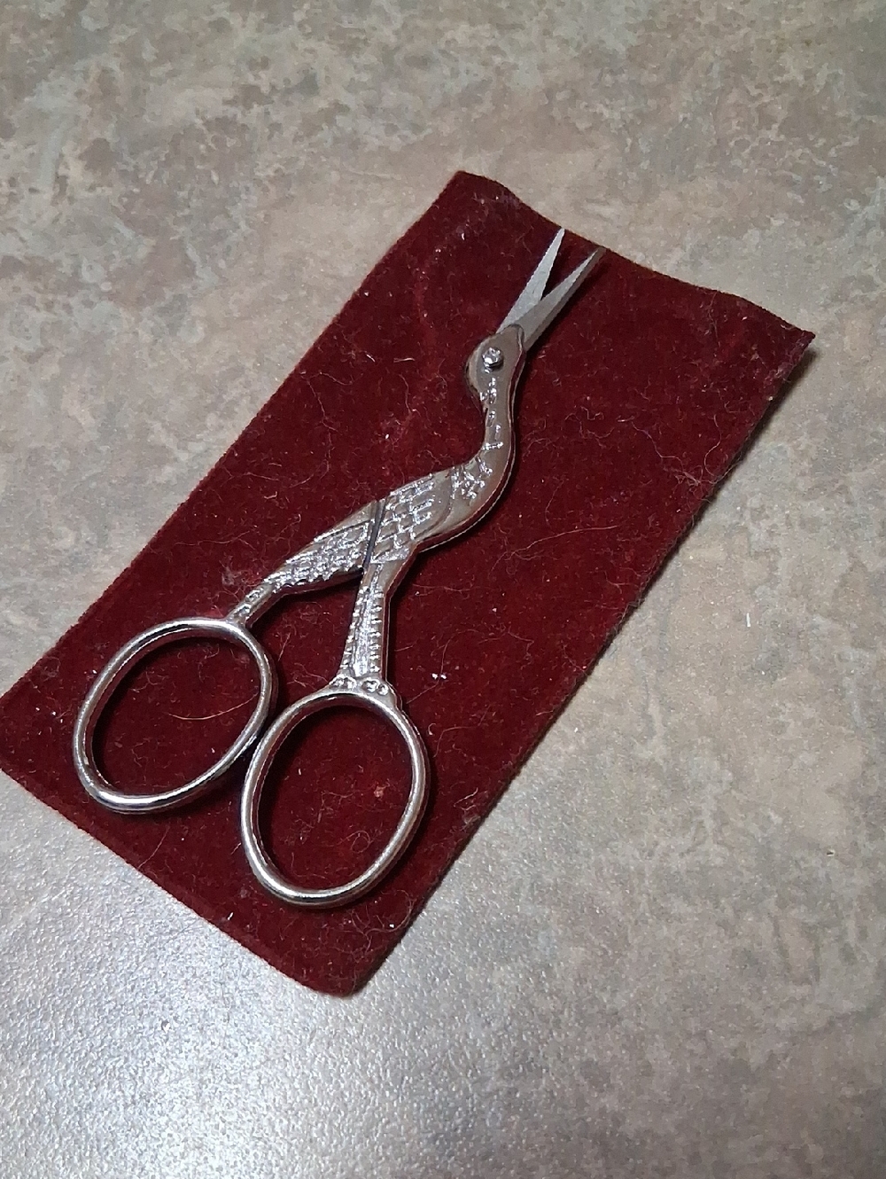 Vintage Stork Scissors with Red Pouch